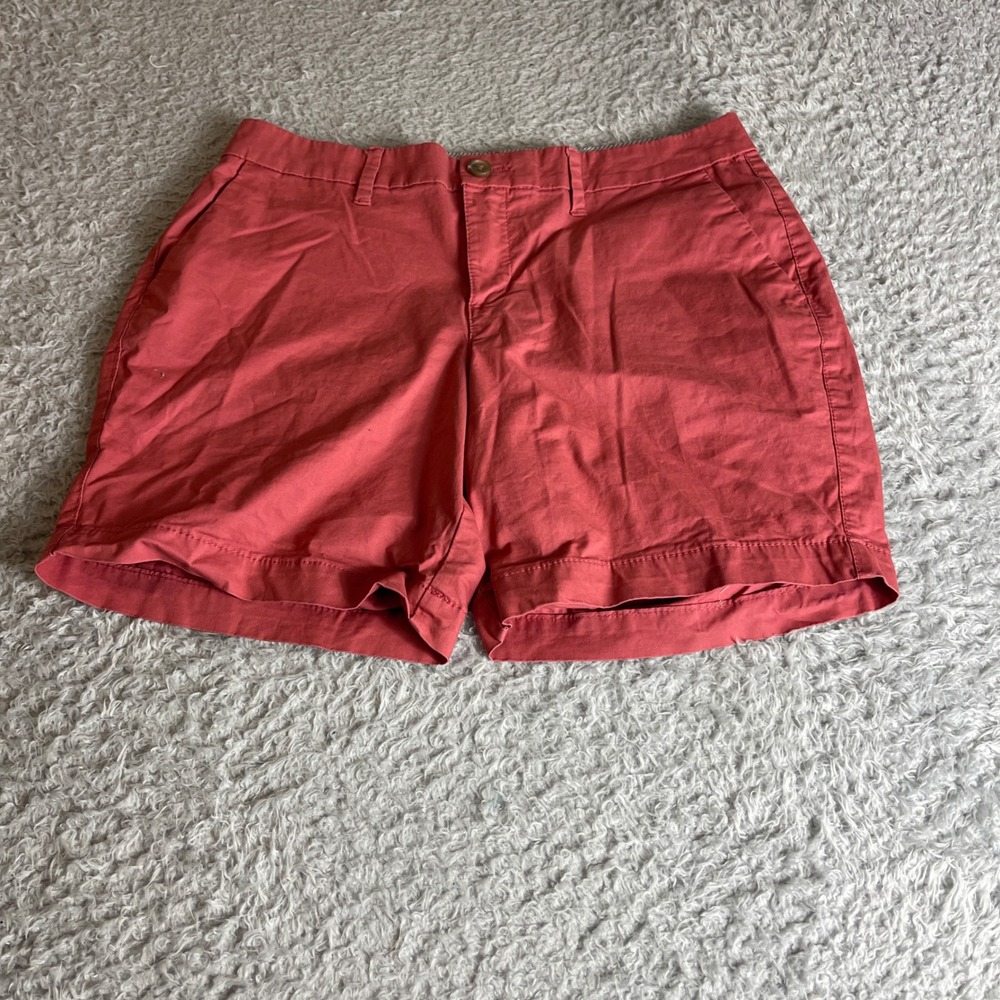 Old Navy Everyday Short Womens 6 Coral Chino Stretch Cotton Mid Rise 5 Inseam